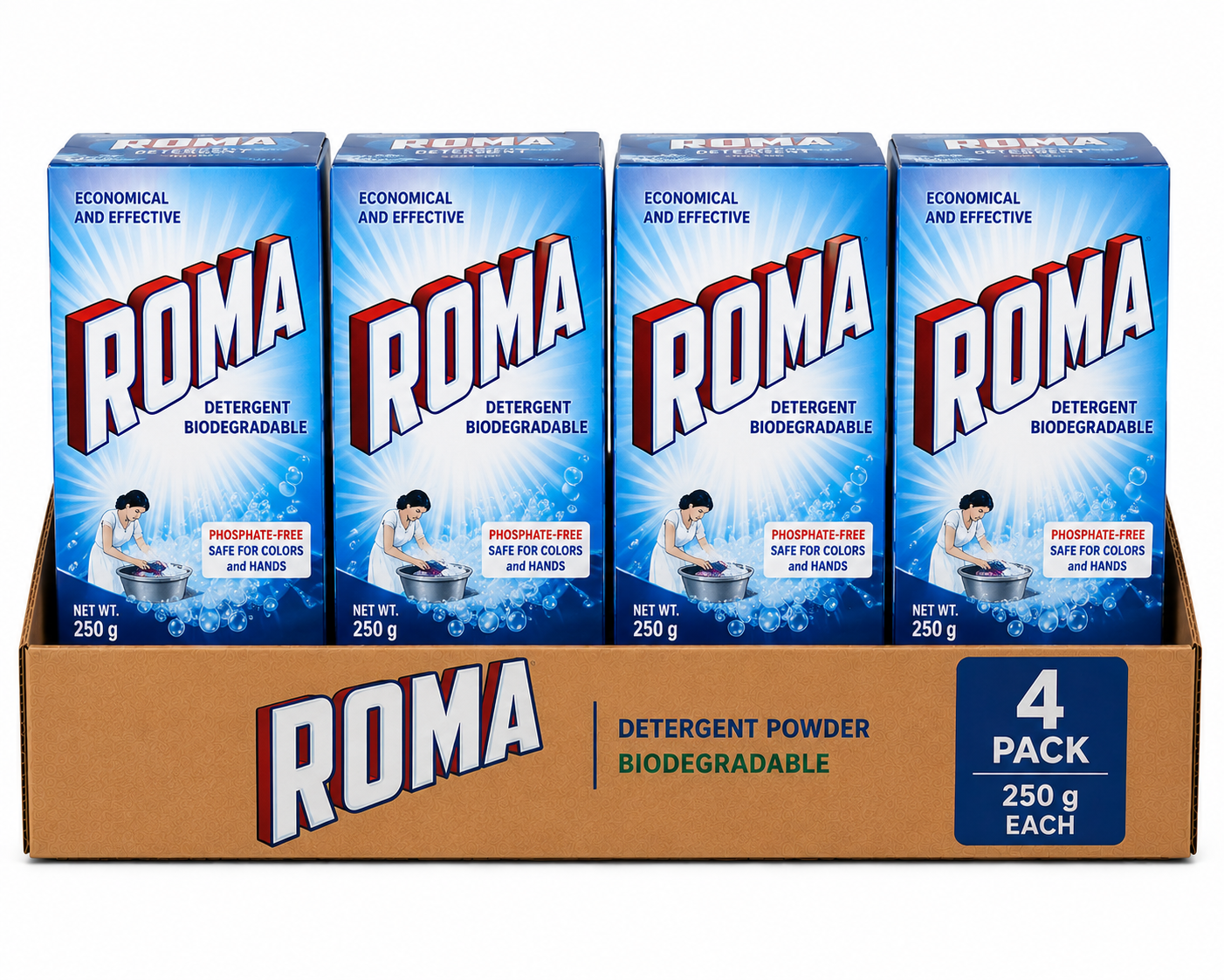 ROMA Detergent Powder (250g) — Pack of 4
