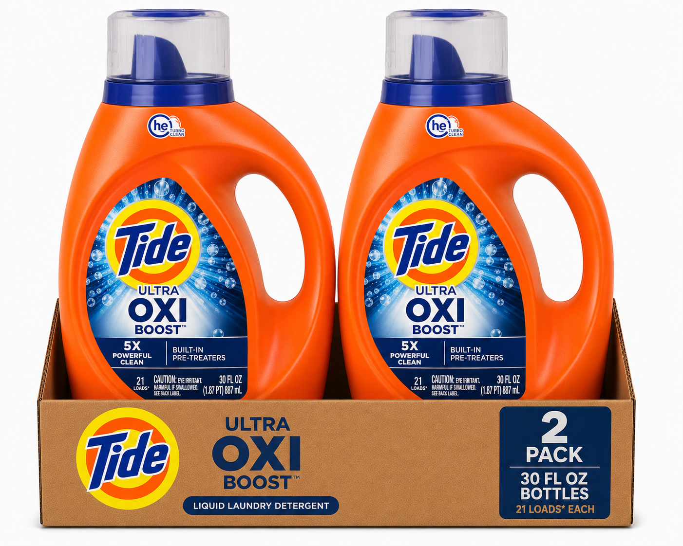 Tide Ultra Oxi Boost Liquid Laundry Detergent (30 fl oz, 21 Loads) — Pack of 2