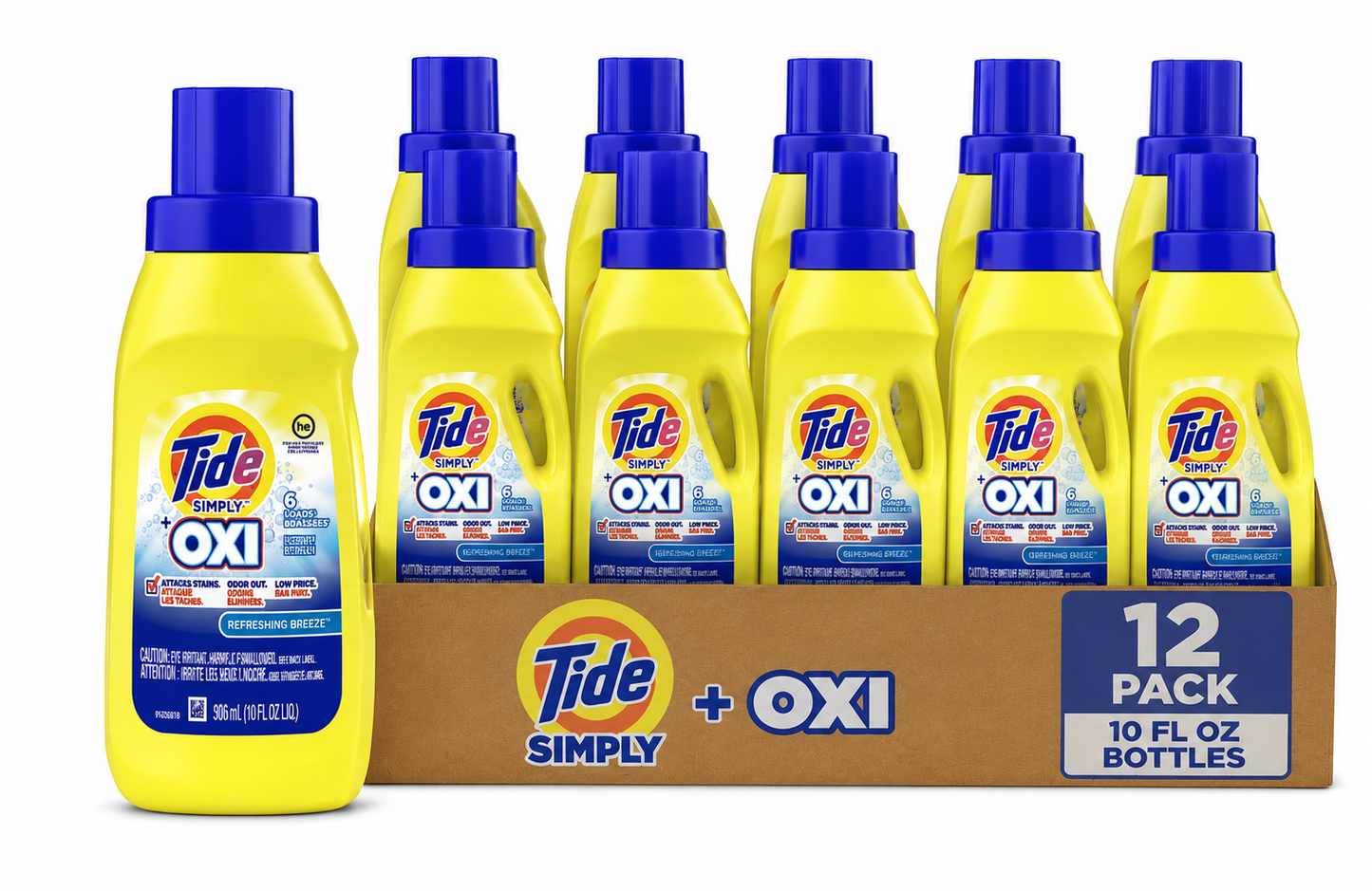 Tide Simply + Oxi Liquid Detergent (10 oz) — Pack of 12